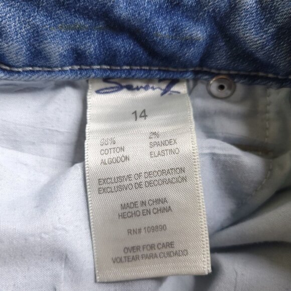 Seven7 Denim Womens Shorts Fray Hem 14 Distressed Light Wash Med Rise Stretch - Picture 5 of 5